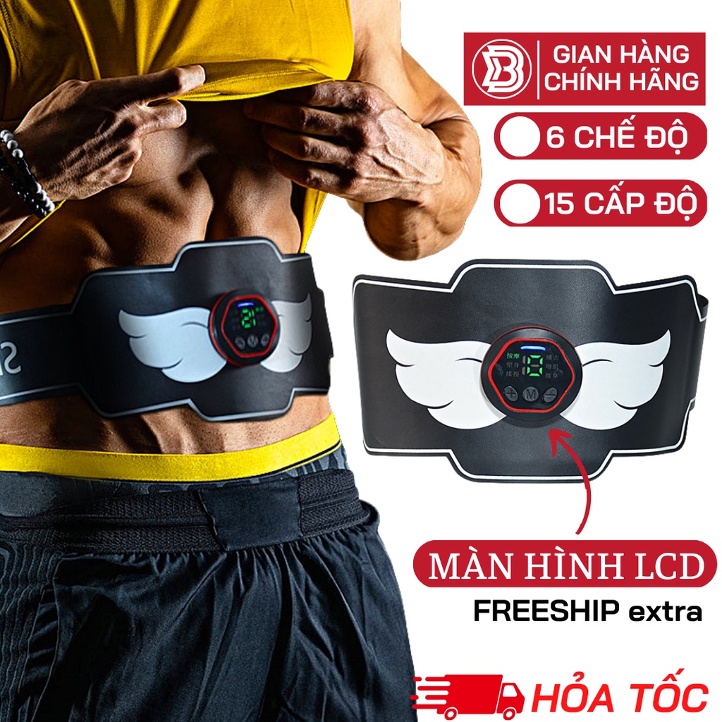 Đai Massage Xung Điện EMS Hỗ Trợ Tập Gym, Giảm Mỡ Bụng, Săn Chắc Cơ Bụng, 6 Chế Độ Cường Độ 15 Cấp