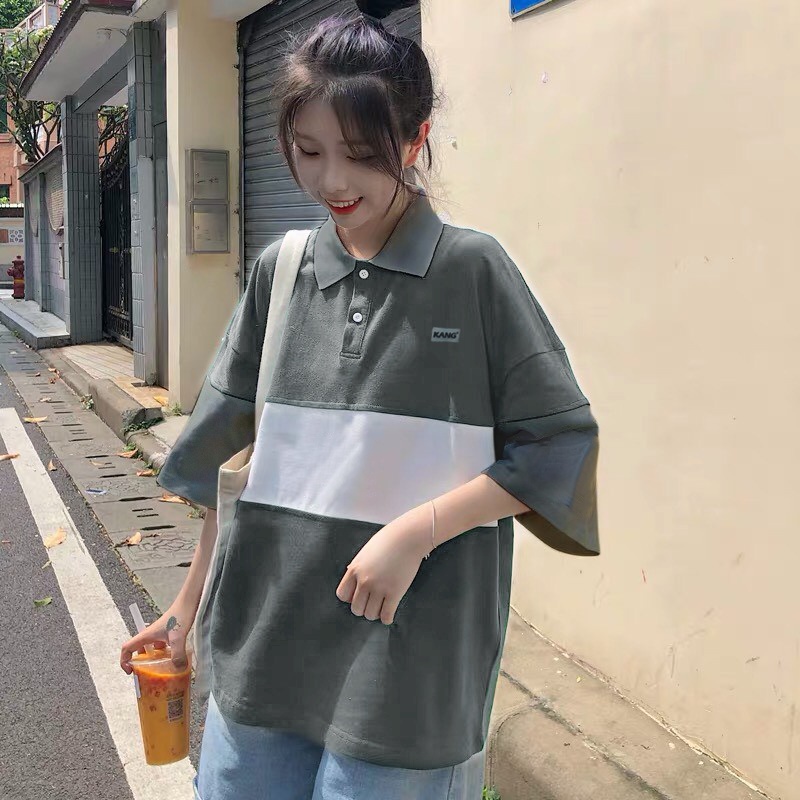 Áo Polo Đẹp OVERSIZE UNISEX Nam Nữ Áo Thun LOCABRAND Form Rộng Có Cổ Chất Cá Sấu Cao Cấp Xám Sọc Trắng Fanshion Hàn Quốc | BigBuy360 - bigbuy360.vn