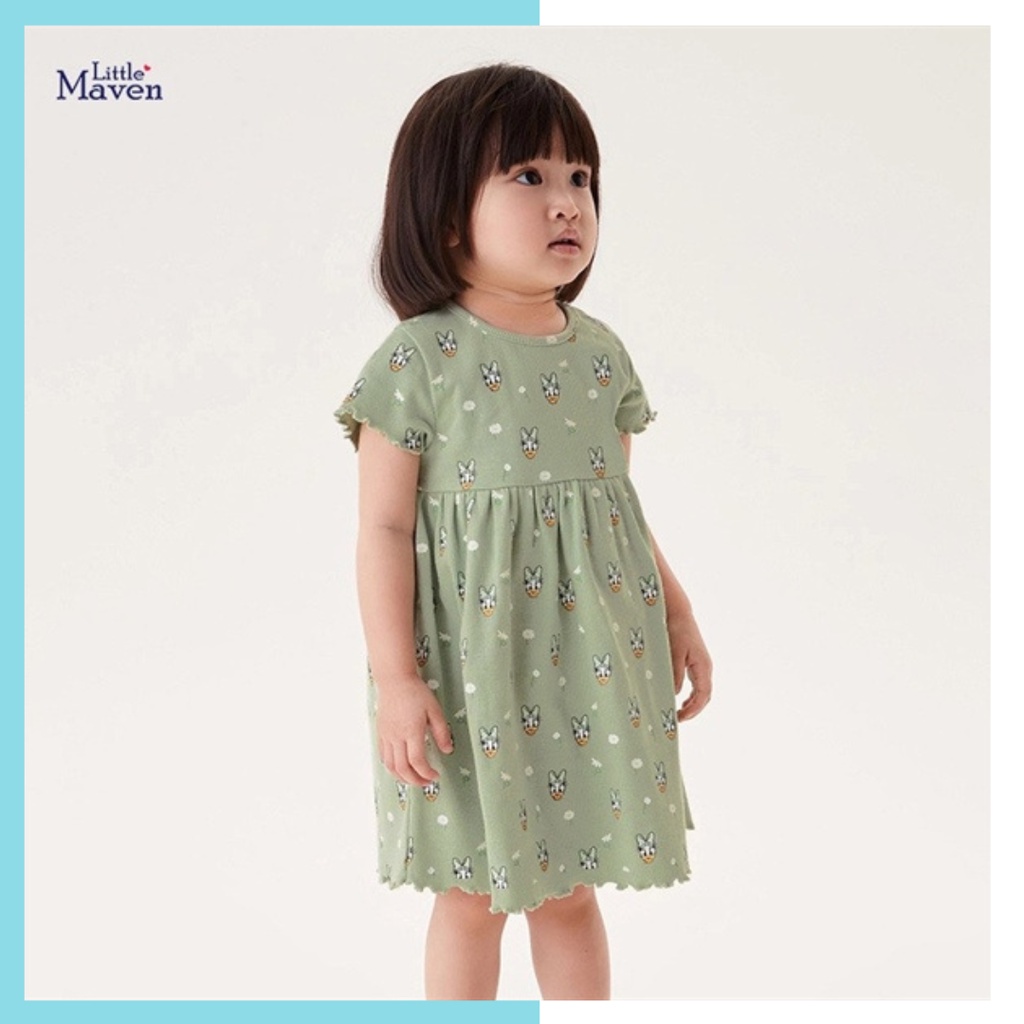 Váy hè cotton Little Maven xanh vịt Donal LMS1558 cho bé gái 2-8 tuổi