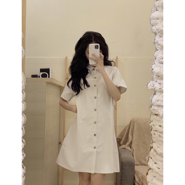 Đầm cổ sơ mi cài cúc dáng xoè - D240