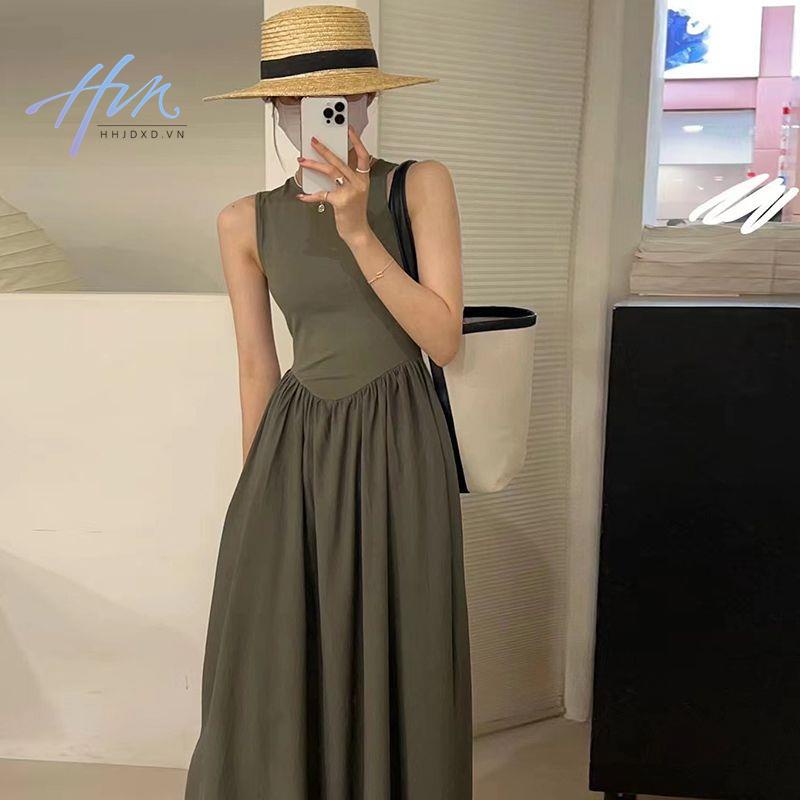 Sản phẩm mới mùa hè của Chic Hàn Quốc cổ tròn đơn giản, vừa vặn, kiểu dáng cao cấp, thắt lưng, lộ vẻ gầy, áo vest.