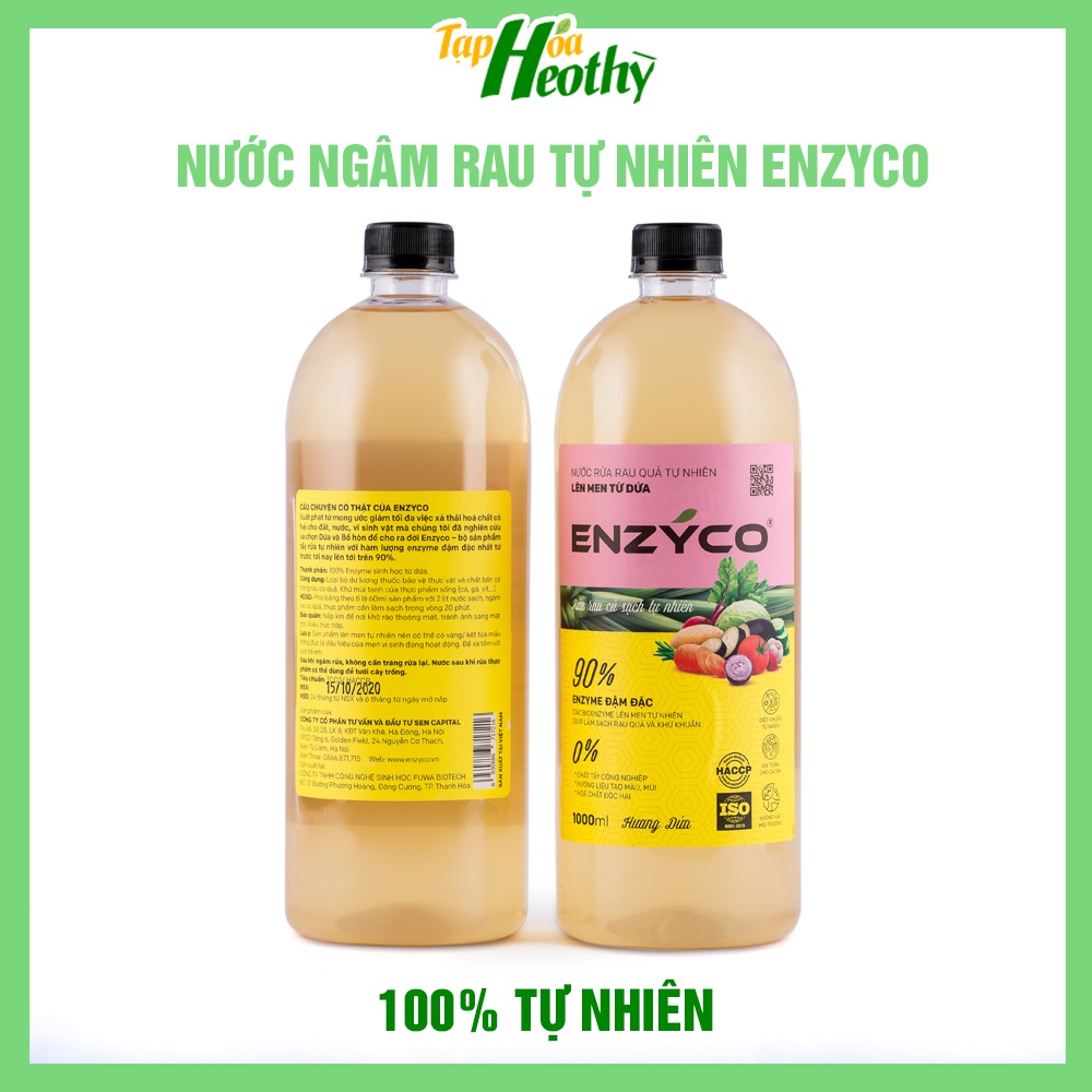 Nước Ngâm Rau Củ Quả Sinh Học ENZYCO Làm Sạch Thực Phẩm 100% Enzyme Từ Dứa 1L
