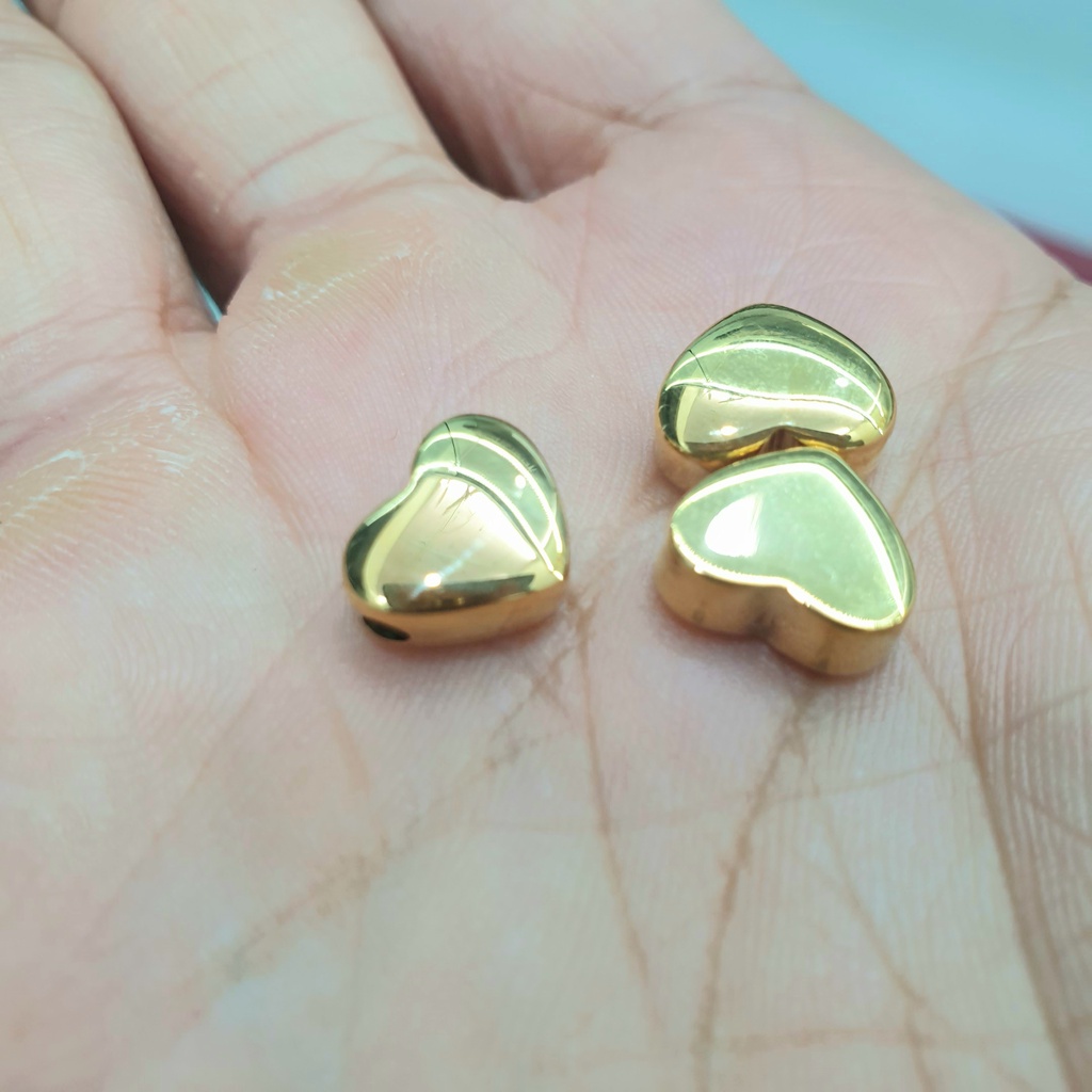 (Không Kiêng Mồ Hôi) Mặt Dây Chuyền Xỏ Ngang Tượng Tim Titanium- Dùng bền màu tắm rửa thoải mái không đen
