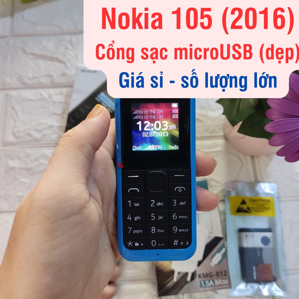 Điện thoại Nokia 105 (2016) sạc chân dẹp usb