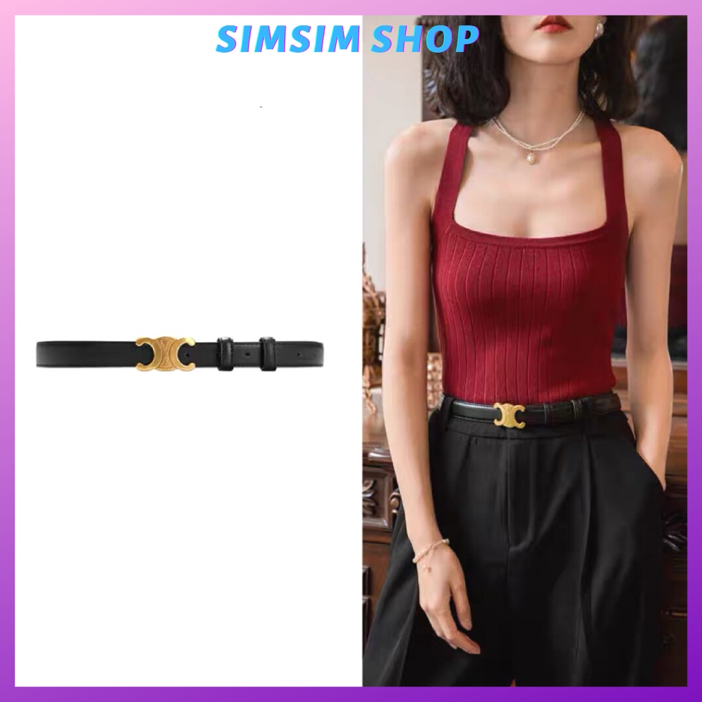 Thắt lưng nữ bản nhỏ 1.8cm thắt lưng váy áo mặt đồng chữ C sang chảnh TL029 - Dây nịt nữ nhỏ xinh lg Ce line