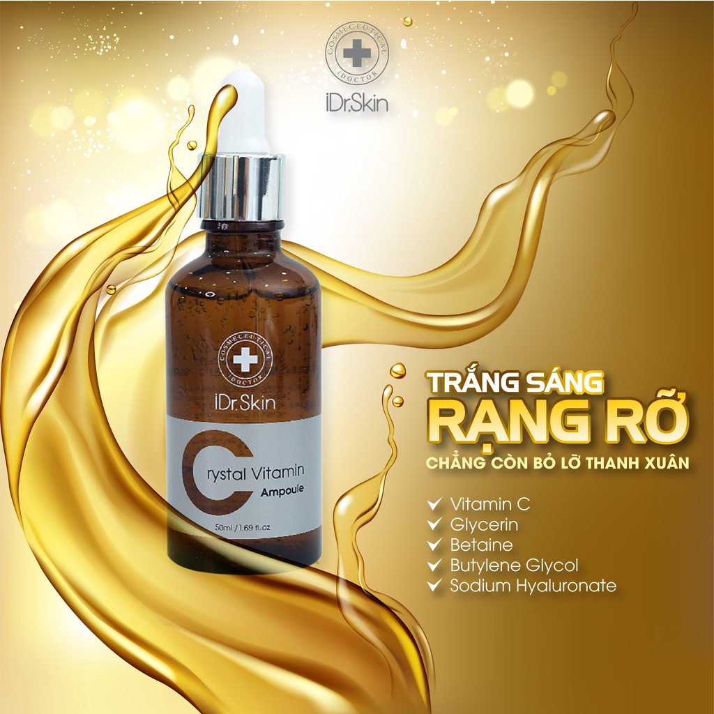 Tinh chất trắng da Idr Skin Crystal Vitamin C Ampoule Serum dưỡng ẩm mờ thâm nám