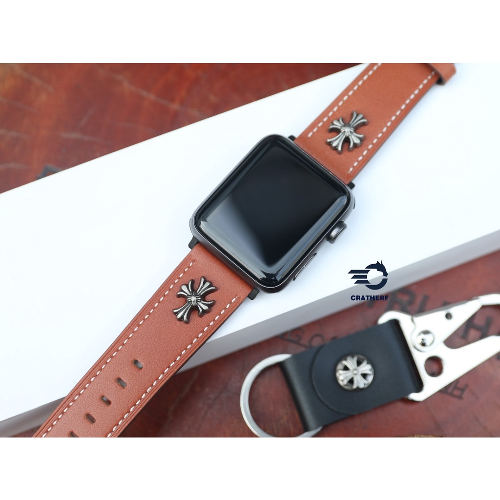 Dây da cho đồng hồ AW Da Bò Pullup - Rivet độc lạ phong cách Khóa Thép 316L Dành cho các đời AW