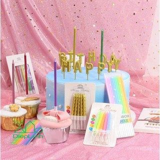 Nến Trang Trí sinh Nhật-Nến nhũ chữ HAPPY BIRTHDAY-Nến trang trí sinh nhật vít xoắn ốc ánh nhũ