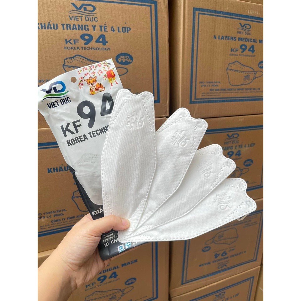 COMBO 50 CHIẾC Free ship - Khẩu trang cao cấp KF94 Việt Đức 4 lớp ngừa bụi mịn và kháng khuẩn