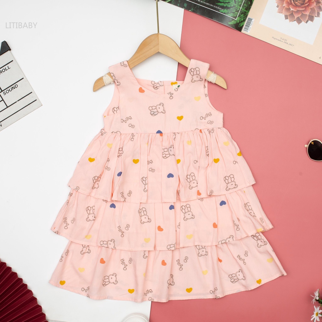 Váy lanh cực xinh cho bé gái . Full size 2T-12T . Thương hiệu Litibaby