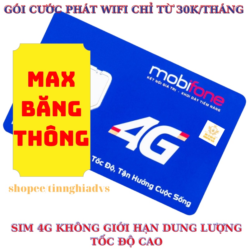 Sim Mobifone 4G 12max90 trọn gói không cần nạp tiền 6GB/tháng max băng thông sử dụng 16 tháng.