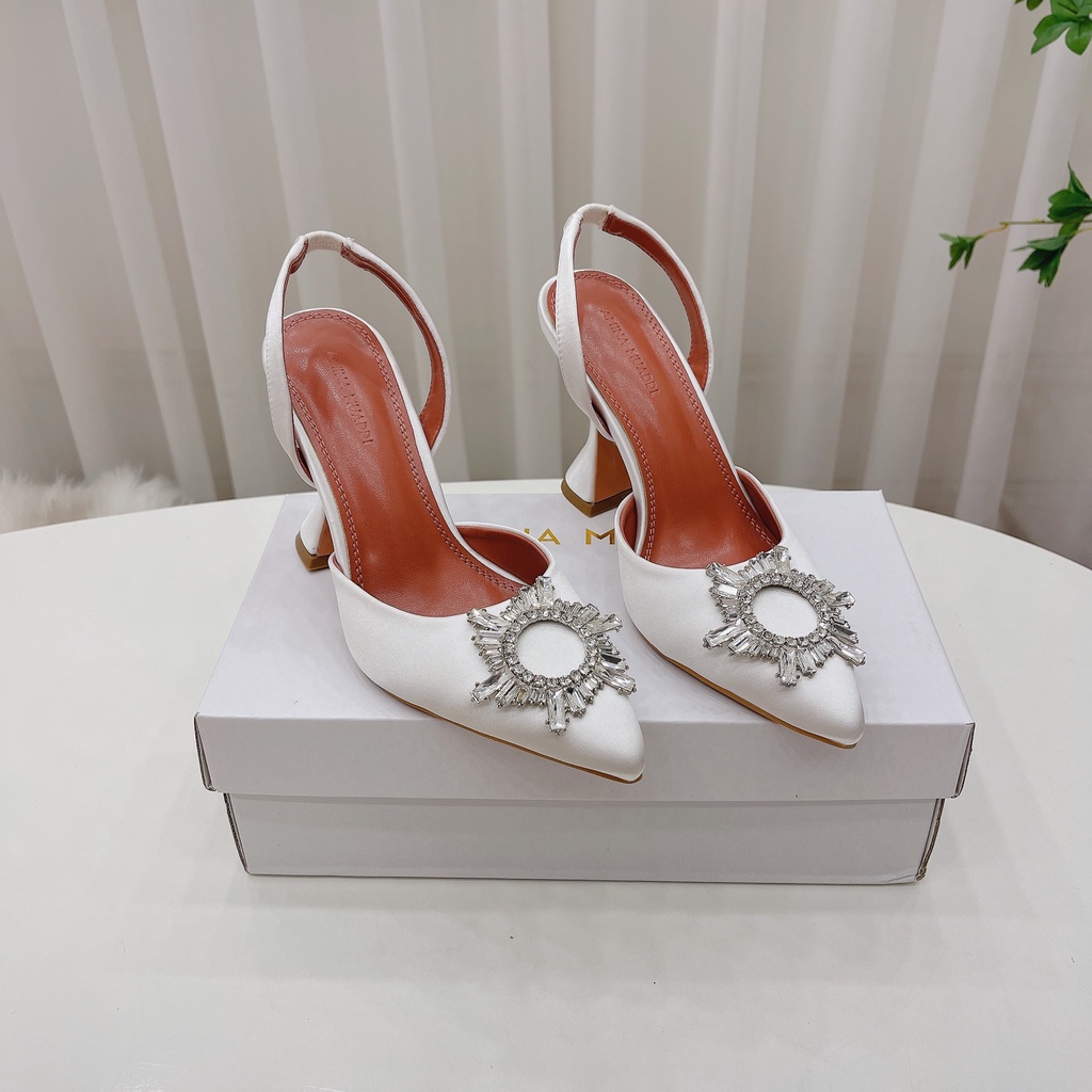 Sandal lụa đá mặt trời gót loe chuẩn hãng cao cấp