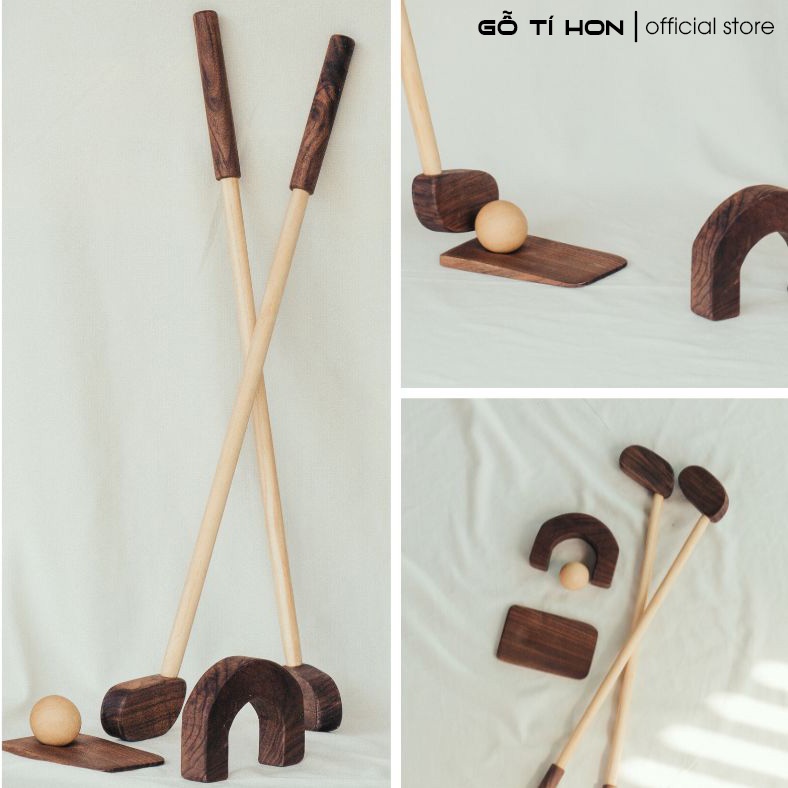 Bộ Đánh Golf Cho Bé, Đồ Chơi Đánh Golf Bằng Gỗ, Đồ Chơi Gỗ Vận Động Ngoài Trời