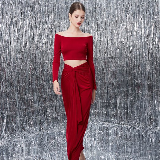 Áo croptop vai thuyền dài tay ôm body Hera Set | NYA STUDIO