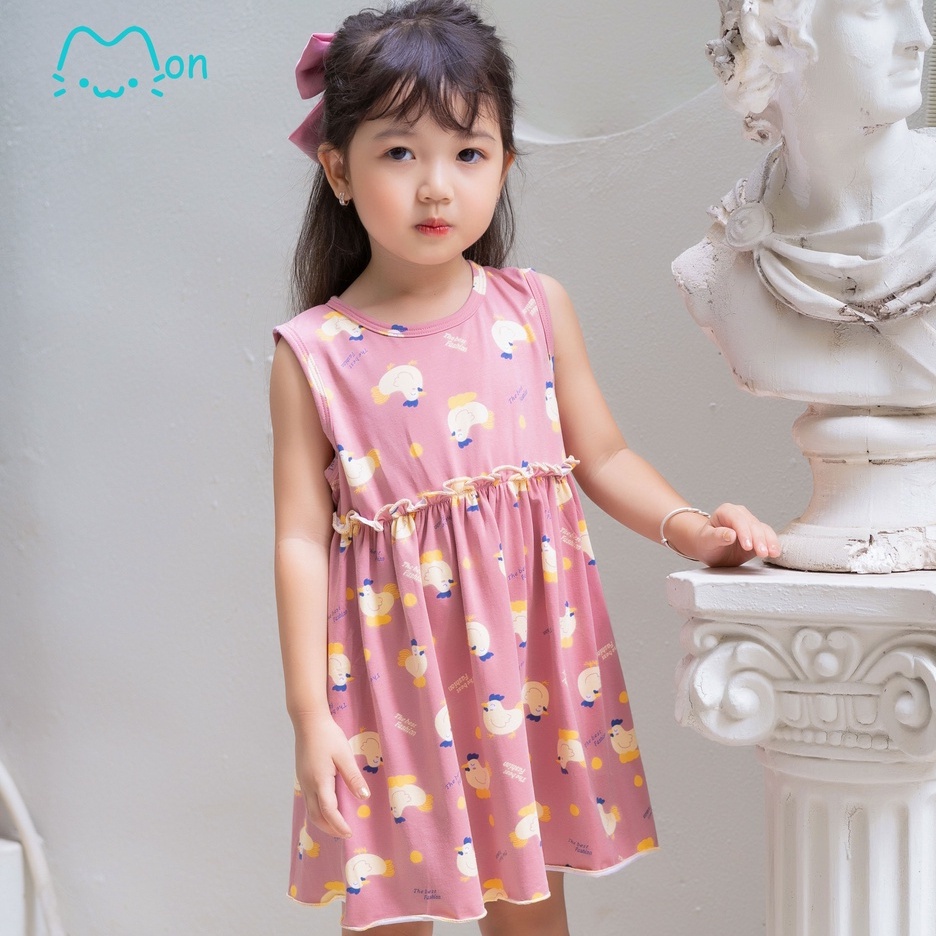 Váy bé gái mùa hè chất cotton họa tiết xinh xắn phù hợp mặc nhà, đi chơi cho bé 2,2,4,5,6,7,8,9,10,11,12 tuổi MV2232-BR