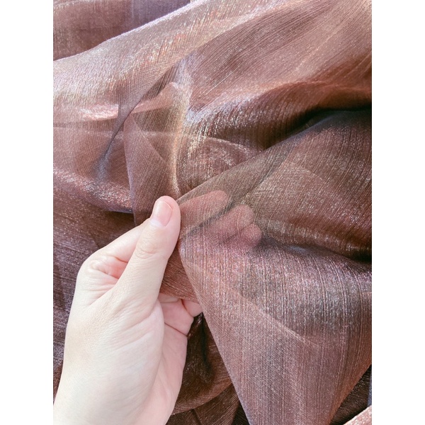 Vải Voan kính ánh nhũ phồng, mềm