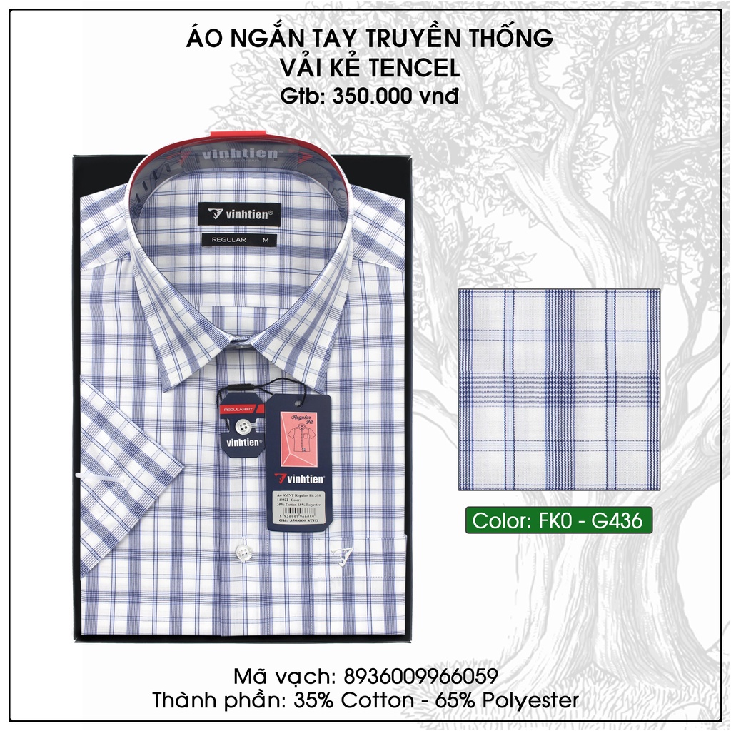 Áo Sơ Mi Ngắn Tay Dáng Regular Vĩnh Tiến Caro AC330