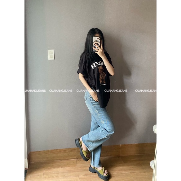 Quần jeans ống suông lưng cao Cuahangjeans