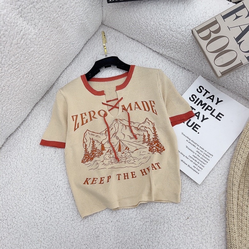 Áo Len Mongtoghi Dáng Croptop Phối Màu Xinh Mã TH10