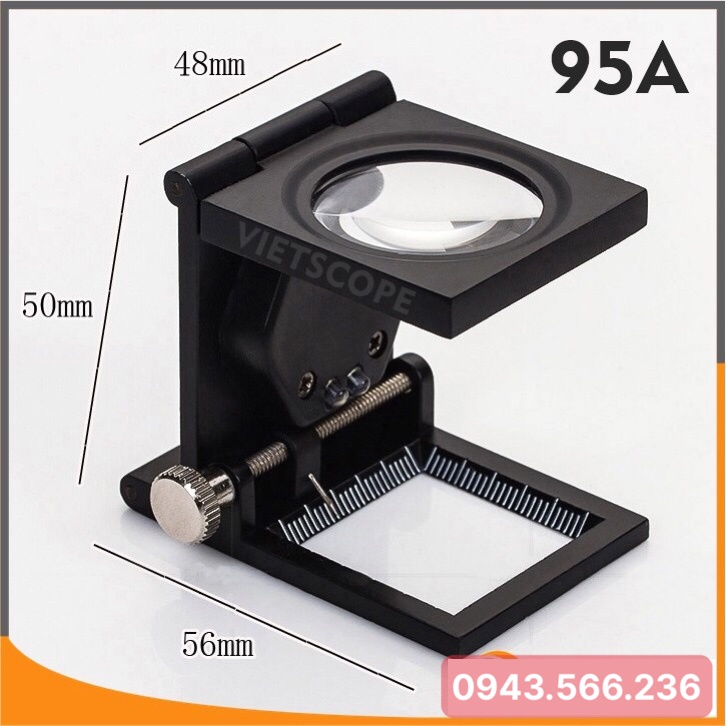 Kính lúp chữ U gấp gọn thân kim loại có đèn LED 95A