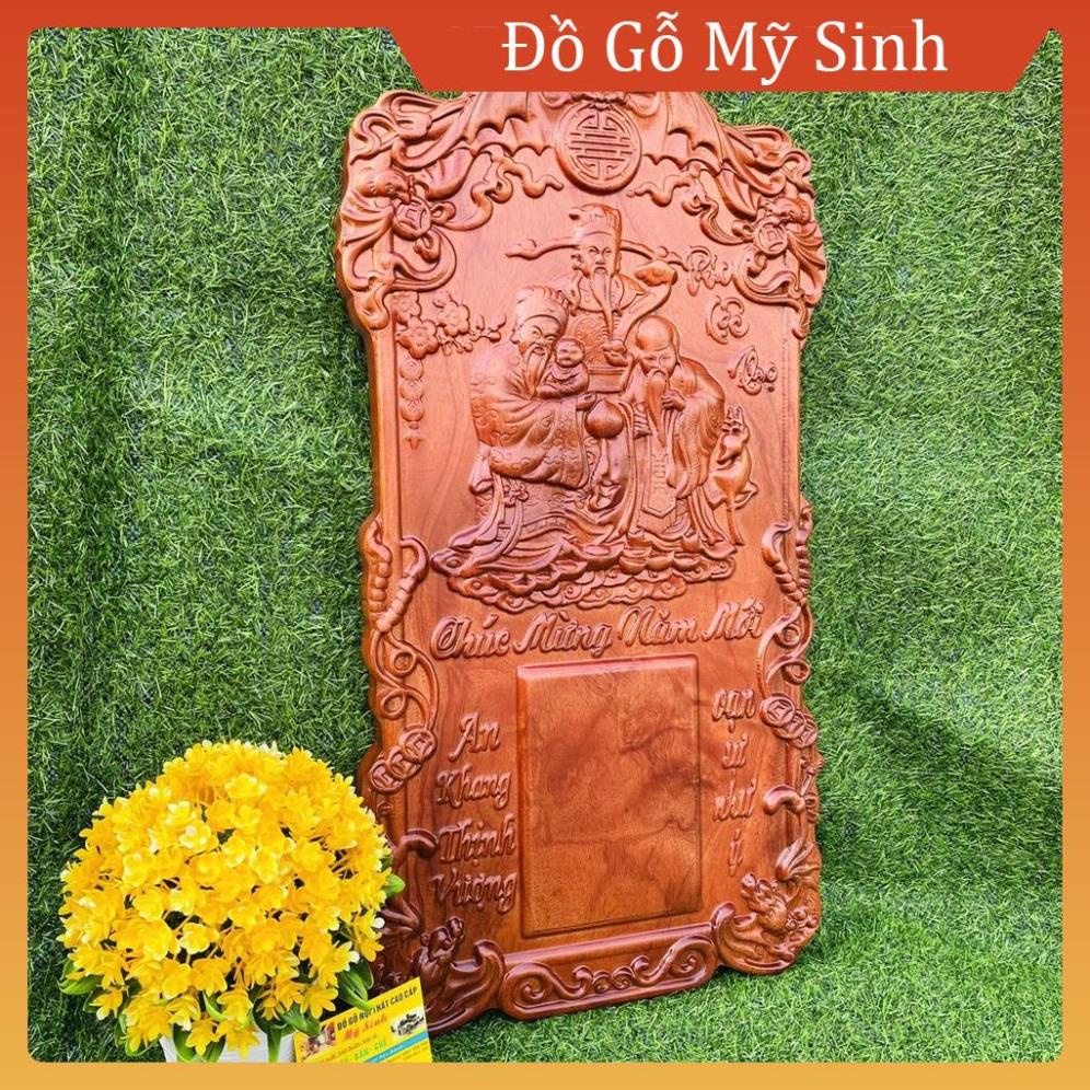 Tranh treo Đốc lịch TAM ĐA gỗ hương đỏ nguyên khối treo tường trang trí phòng khách gia đình, Đồ gỗ Mỹ Sinh cao cấp