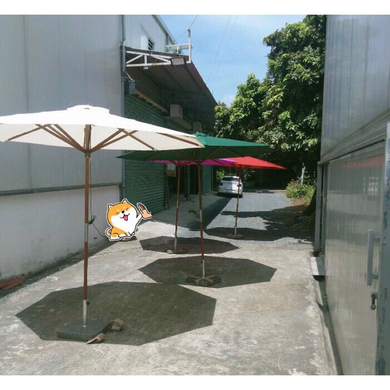 Dù gỗ sân vườn xuất Âu, ô che nắng mưa tán dù 250-350cm nhiều màu.