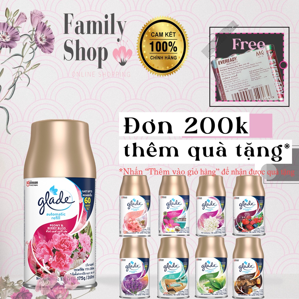 Lõi Thay Thế Xịt Phòng Tự Động Hương Thơm Sang Trọng Đến Từ Thương Hiệu Glade 269ml.