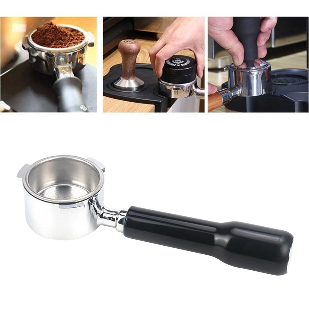 Bộ lọc không đáy shamjina cho máy pha cà phê Delonghi với tay cầm bằng nhựa màu đen 51mm