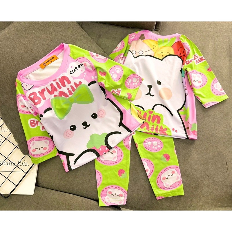 22-40kg | Bộ dài bé gái tay lỡ thun lạnh L1