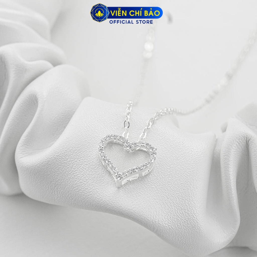 Dây chuyền bạc nữ trái tim đính đá chất liệu bạc 925 thời trang phụ kiện trang sức Viễn Chí Bảo D400457