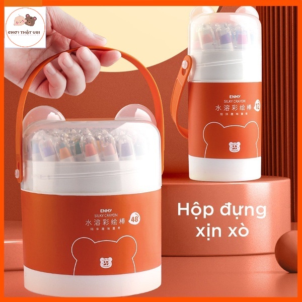 Hộp bút sáp xoay vặn 2in1 màu sáp, màu nước cho bé - Hàng chất lượng cao 12/24/36/48 màu 1 hộp