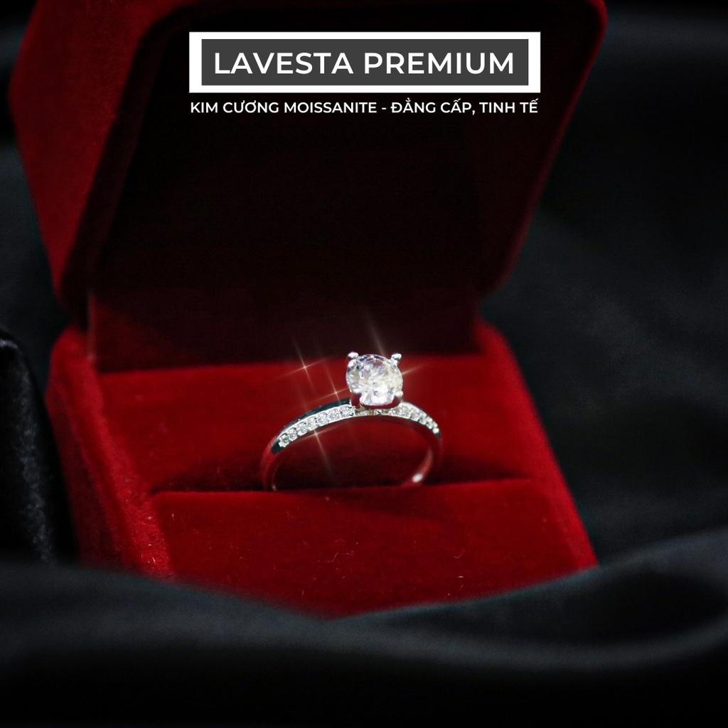 Nhẫn nữ kim cương Moissanite 5 ly, 6 ly kiểm định GRA thanh lịch, nhân cầu hôn sang trọng Lavesta KC22