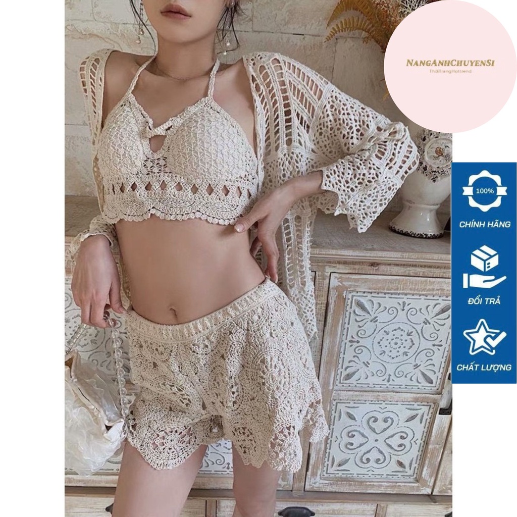 Bộ Bikini 3 Món Đi Biển Có Bán Rời Hàng QC loại 1 Đồ Bơi Đồ Đi Biển Len Móc
