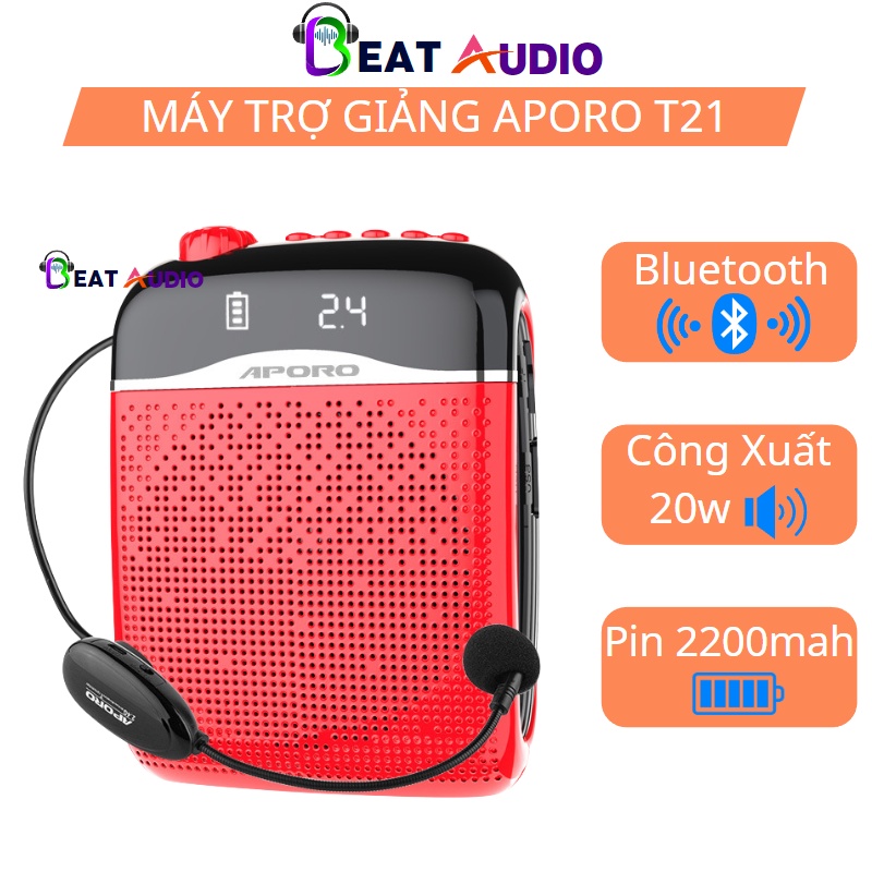 Máy trợ giảng không dây Aporo T21 Hỗ trợ thẻ TF, AUX, Ghi âm, FM, Bluetooth,Usb [ BẢO HÀNH 12 THÁNG ] | BigBuy360 - bigbuy360.vn