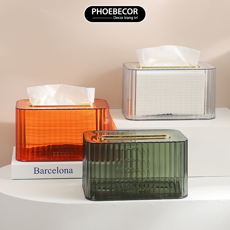 Hộp đựng giấy ăn vân sọc chất liệu nhựa Acrylic phong cách Bắc Âu - PB105