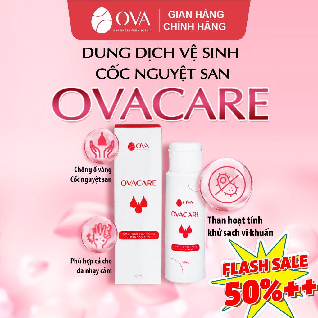 Dung dịch vệ sinh cốc nguyệt san OvaCare chứa than hoạt tính giúp ngăn ngừa vi khuẩn, tiệt trùng, khử mùi (30ml)