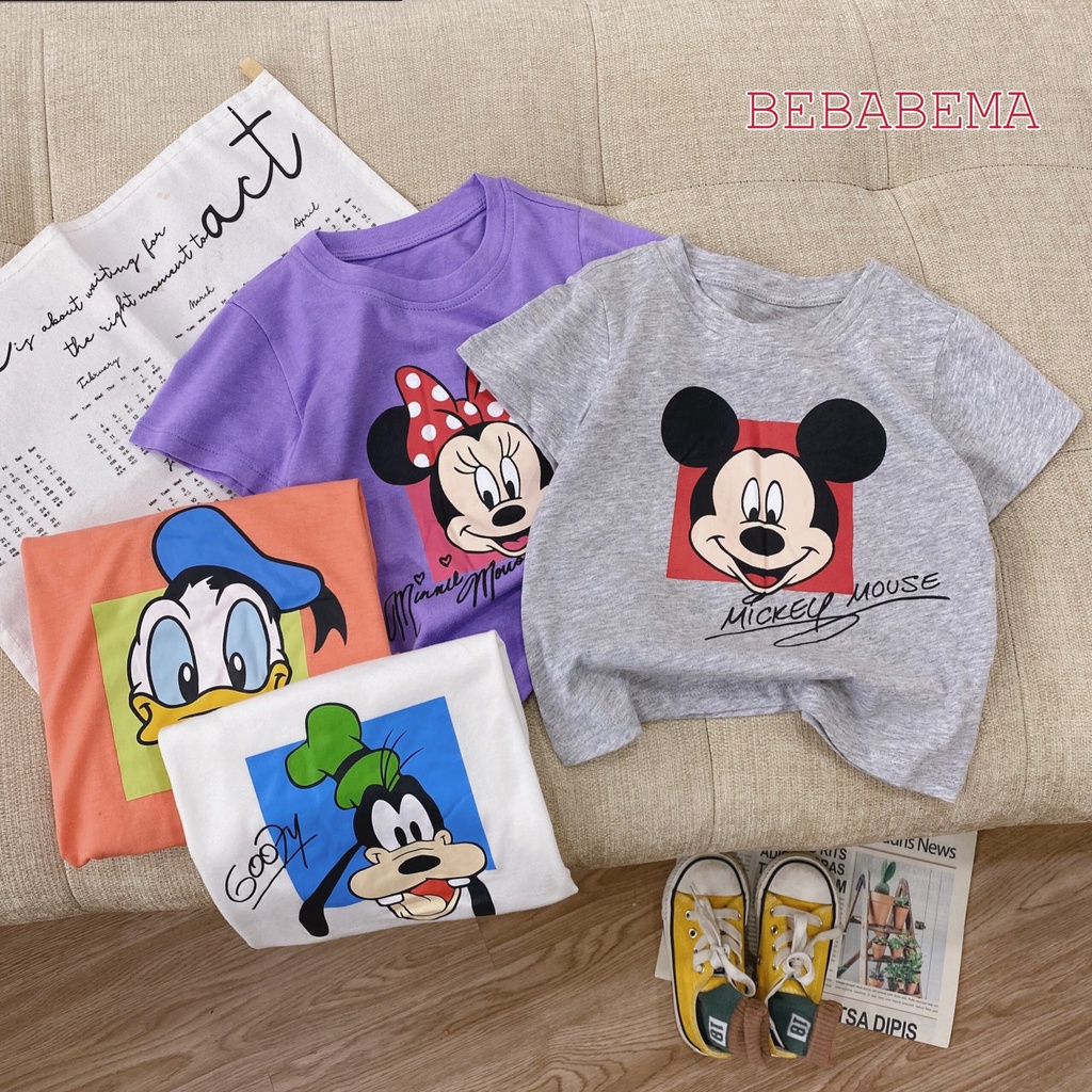(7-23) Áo thun cotton tay ngắn Disney ngộ nghĩnh chính hãng BEBABEMA cho bé yêu (ảnh thật)