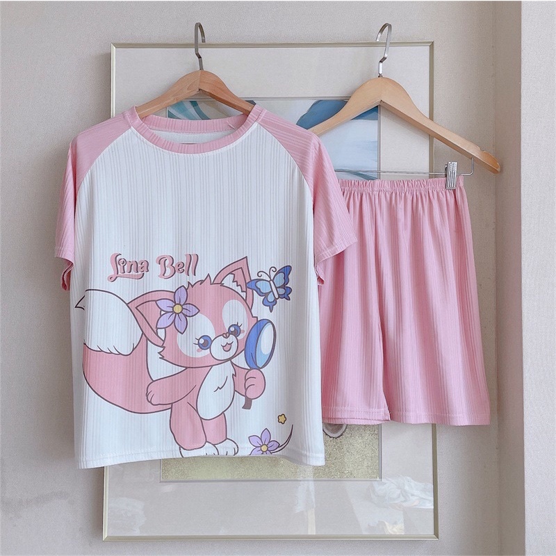 Bộ Ngủ Kẻ Sọc Chất Kẻ Sọc Hoạ Tiết Siêu Dễ Thương