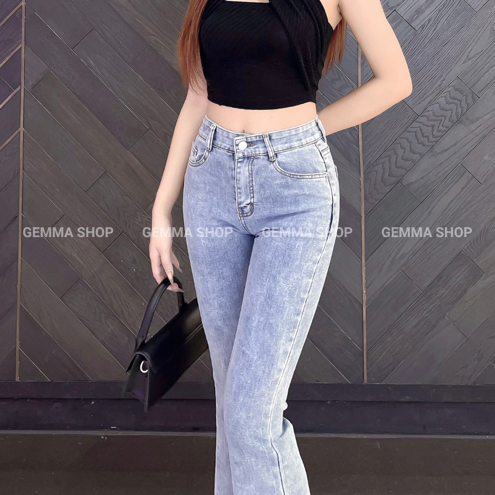 Quần jean nữ Gemma ống loe lưng cao, quần skinny jean nữ ôm dáng vải co dãn | BigBuy360 - bigbuy360.vn