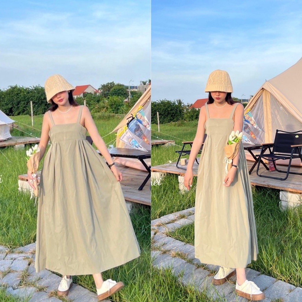 Váy 2 Dây Babydoll Dáng Dài Đầm Hai Dây Maxi Dáng Xòe Babydoll Freesize