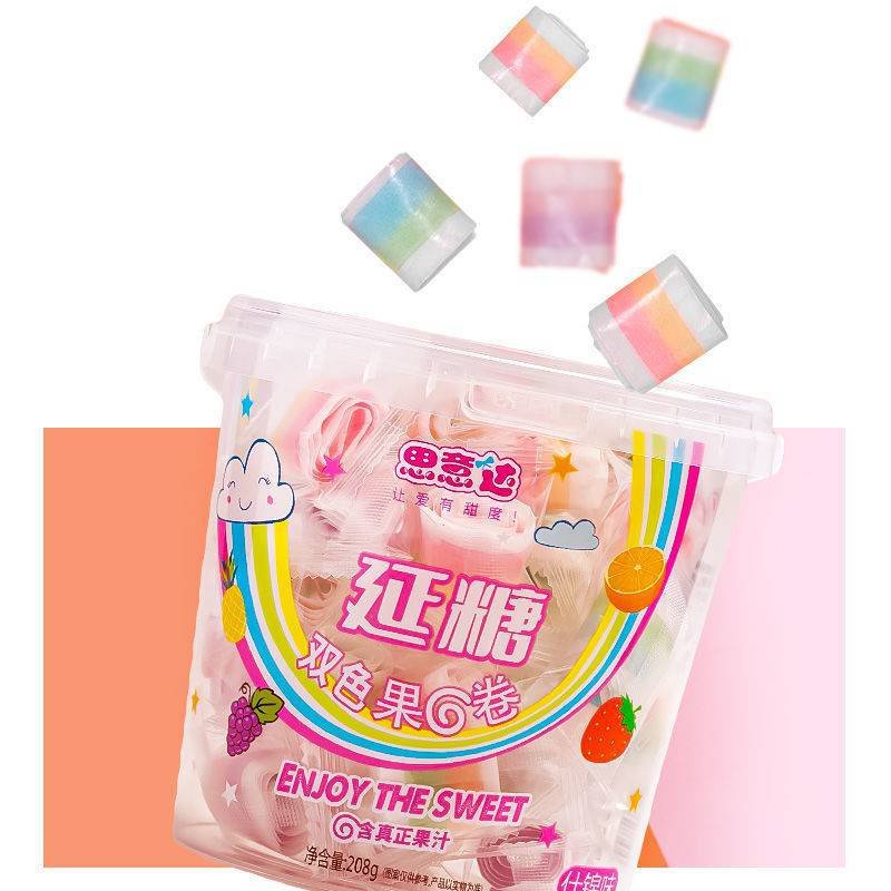 Combo 3 hộp Kẹo cuộn trái cây 208g / Kẹo cuộn 7 sắc cầu vồng vị trái cây siêu ngon món ăn vặt siêu cuốn