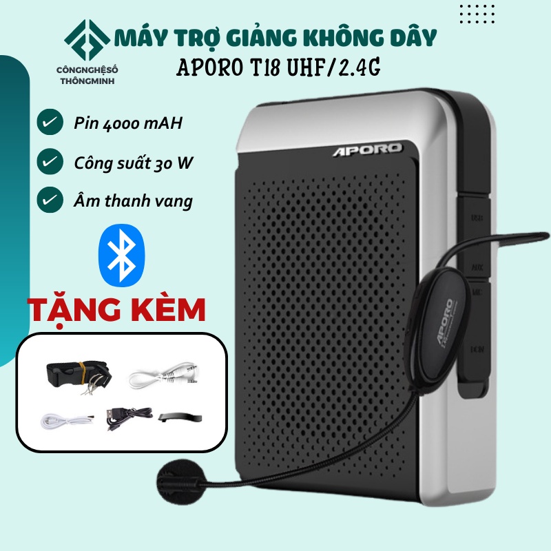 Máy Trợ Giảng Không Dây Aporo T18 /T20, Công Suất 30W/20W, Dành Cho Giáo Viên, Hướng Dẫn Viên, Loa Trợ Giảng Aporo
