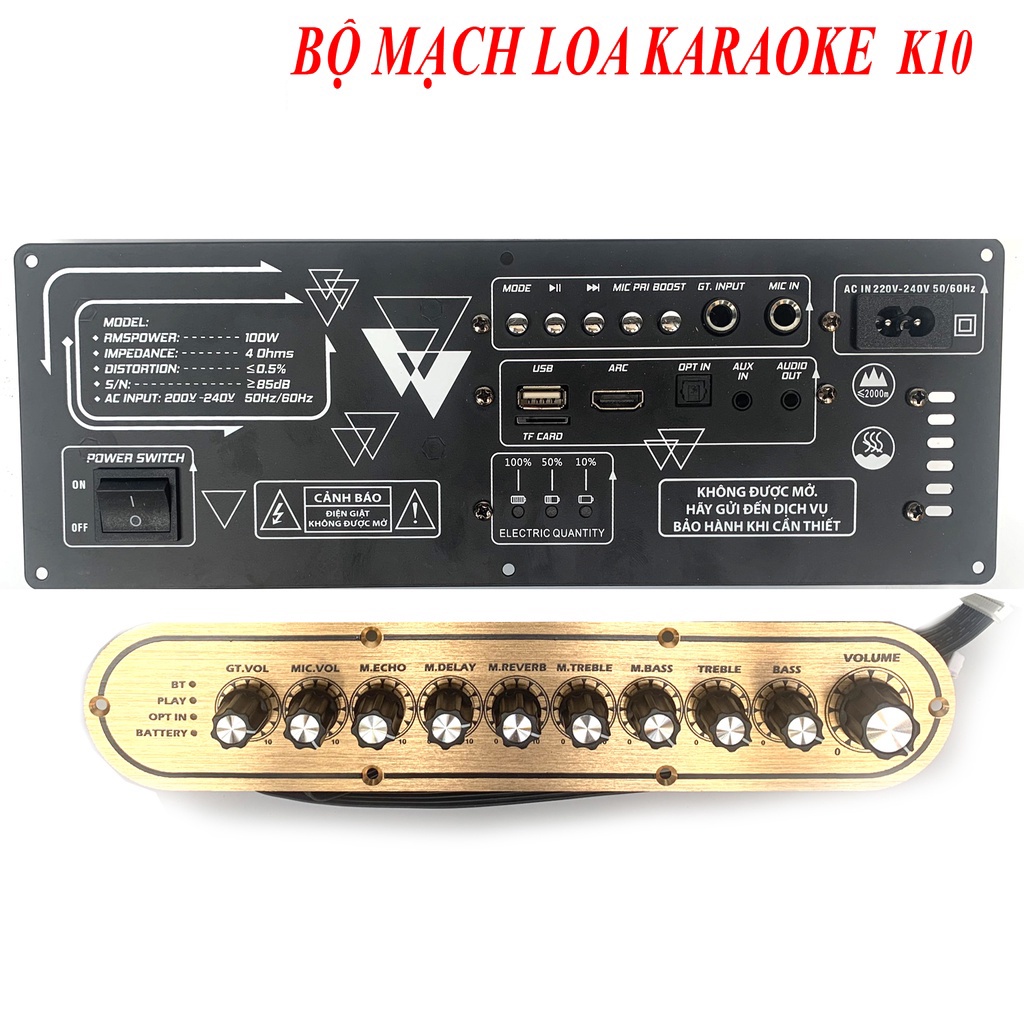 Mạch Loa Kéo Xách Tay K10 Mini Tiện Lợi Echo Reverb Công Suất 100w