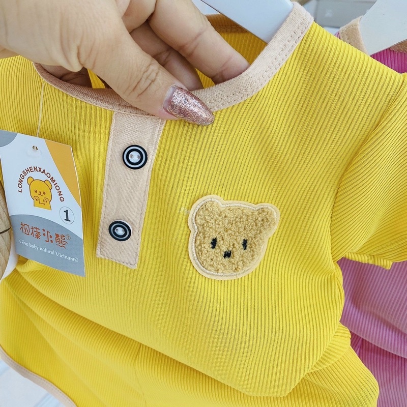 Bộ tăm thêu gấu nổi cho bé trai, bé gái, tăm lạnh siêu mát, ảnh thật shop chụp