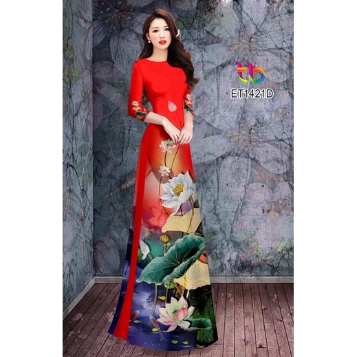 Vải may áo dài 3D HOA SEN đẹp(vải chưa may,không phải hàng may sẵn)