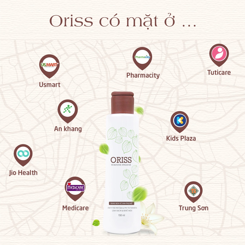 Combo 2 Dung dịch vệ sinh phụ nữ Oriss kháng khuẩn khử mùi làm sạch dịu nhẹ 150ml