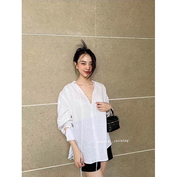 SET ÁO TRẮNG DOLL THẮT NƠ SHORT ĐEN✨