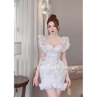 Đầm kim sa trắng kết hoa sang chảnh
