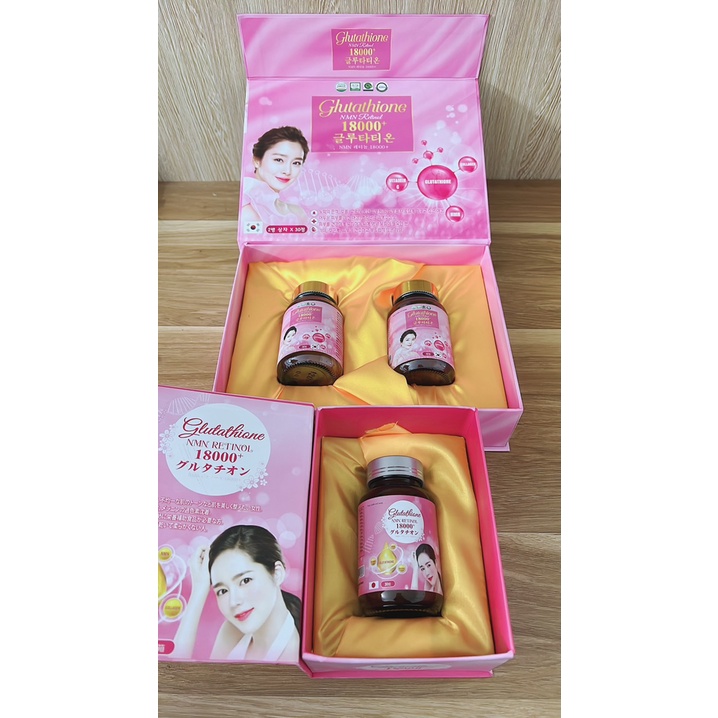 Trắng da GLUTATHIONE NMN Retinol 18000mg viên uống trắng da cấp tốc giảm nám mờ thâm nhăn căng bóng tăng sinh lý nữ