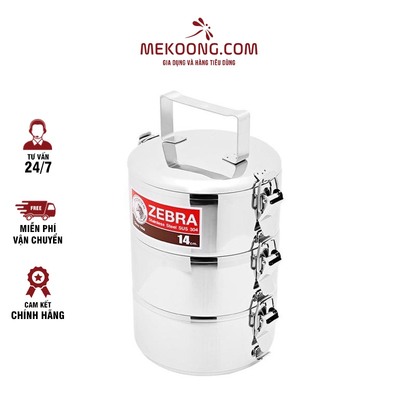 Camen Inox Zebra 14×3 ngăn (khóa gài mới) - 150273 - Siêu Thị Mekoong